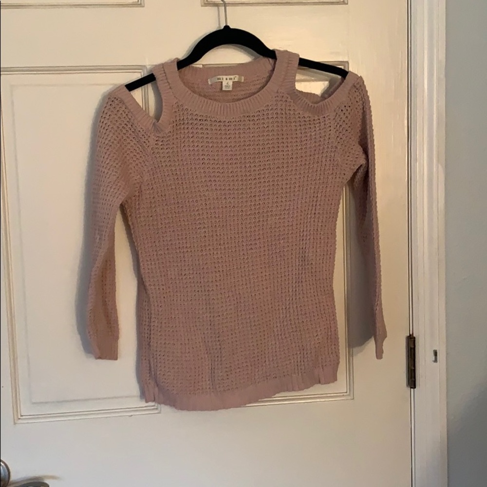 Dusty Pink Off The Shoulder Sweater